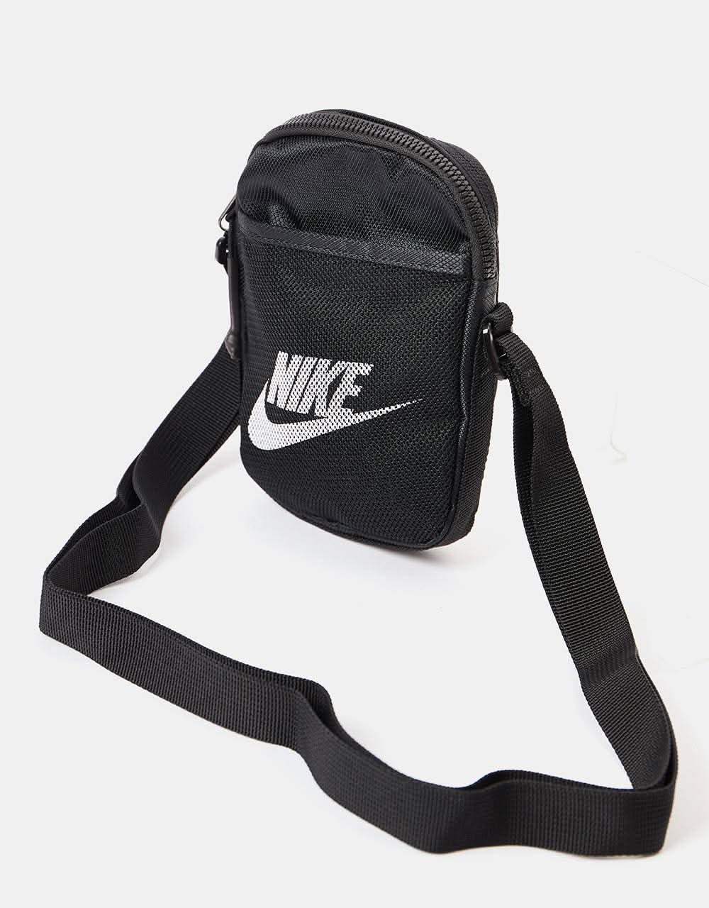 Nike Heritage Cross Body Bag - Black/Black/White - Image 6