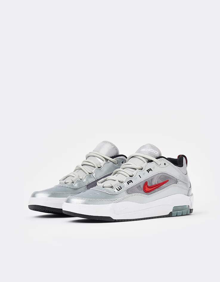 Nike SB Air Max Ishod Premium Skate Shoes - Metallic Silver/Varsity Red - Image 3