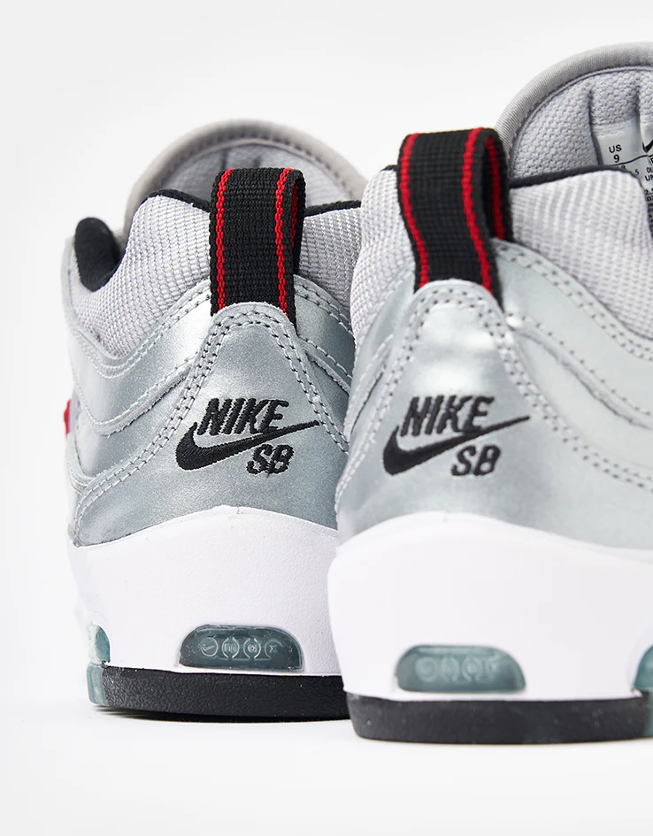 Nike SB Air Max Ishod Premium Skate Shoes - Metallic Silver/Varsity Red - Image 6