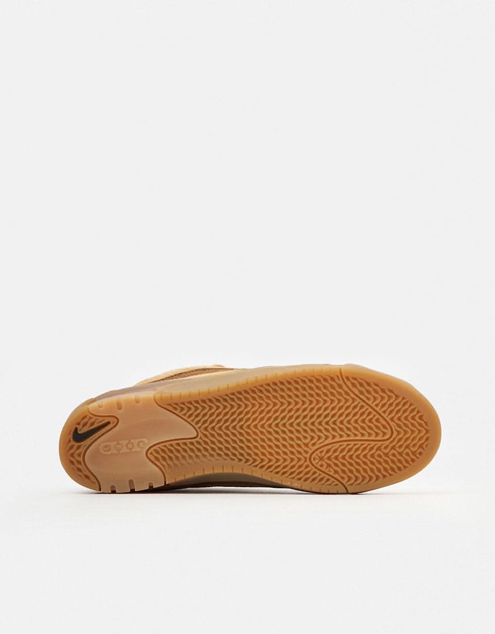 Nike SB Air Max Ishod Skate Shoes - Flax/Wheat-Flax-Safety Orange-Black-Gum Lt Brown - Image 3