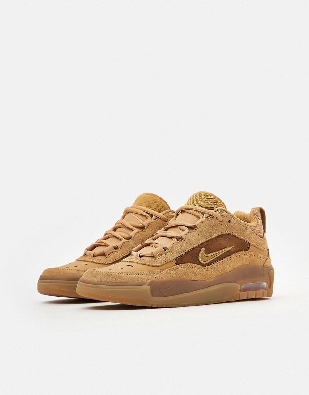 Nike SB Air Max Ishod Skate Shoes - Flax/Wheat-Flax-Safety Orange-Black-Gum Lt Brown - Image 4
