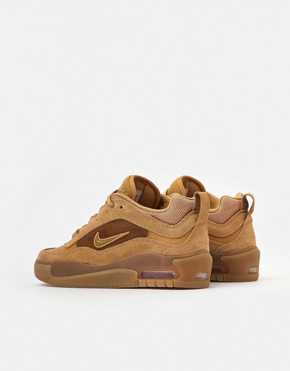 Nike SB Air Max Ishod Skate Shoes - Flax/Wheat-Flax-Safety Orange-Black-Gum Lt Brown - Image 7