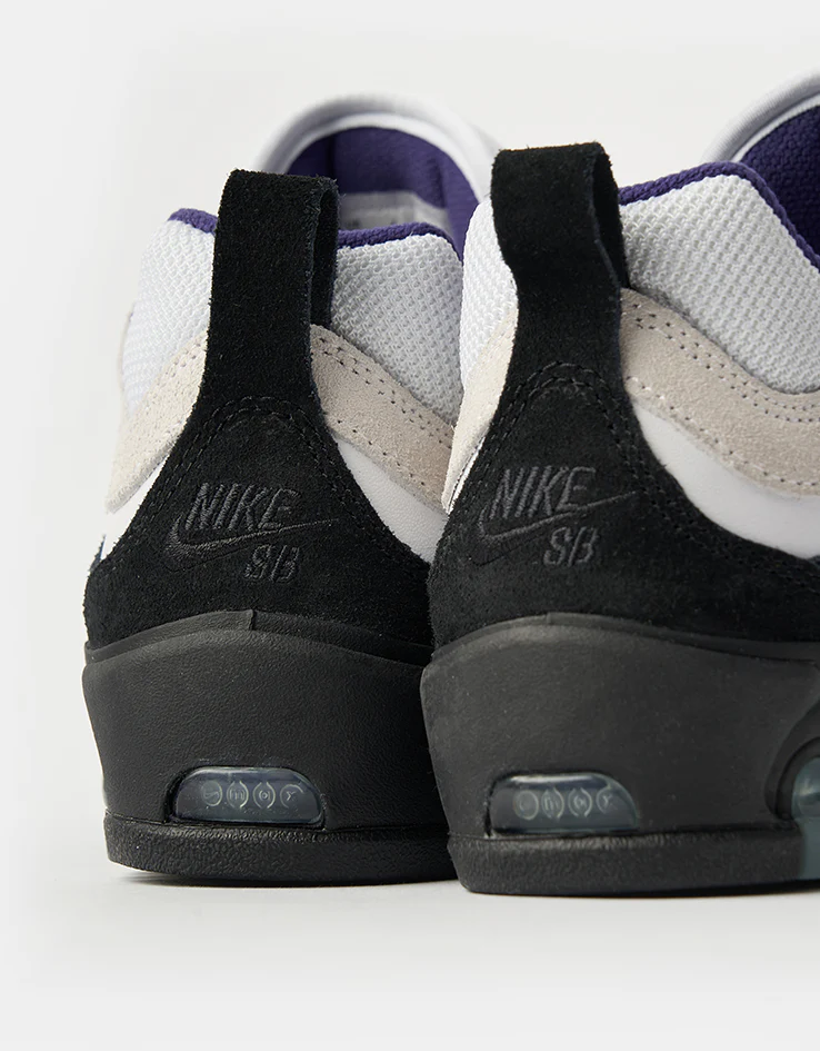 Nike SB Air Max Ishod Skate Shoes - White/Black-Court Purple-Black - Image 5