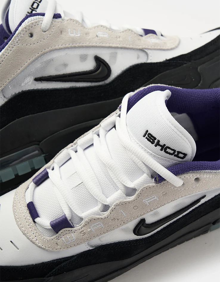 Nike SB Air Max Ishod Skate Shoes - White/Black-Court Purple-Black - Image 6