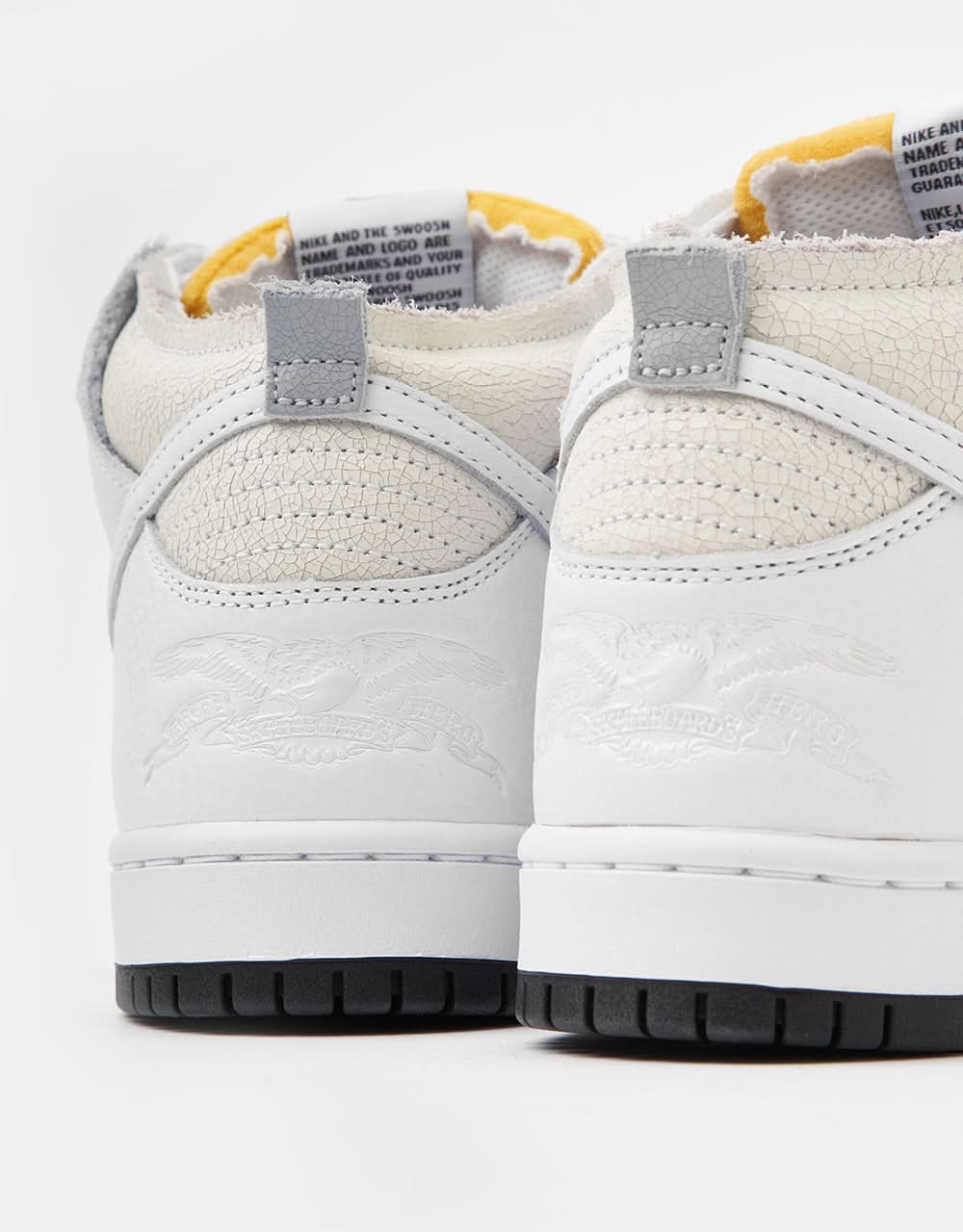 Nike SB 'Anti Hero' Dunk High QS Skate Shoes - White/White-Black - Image 3