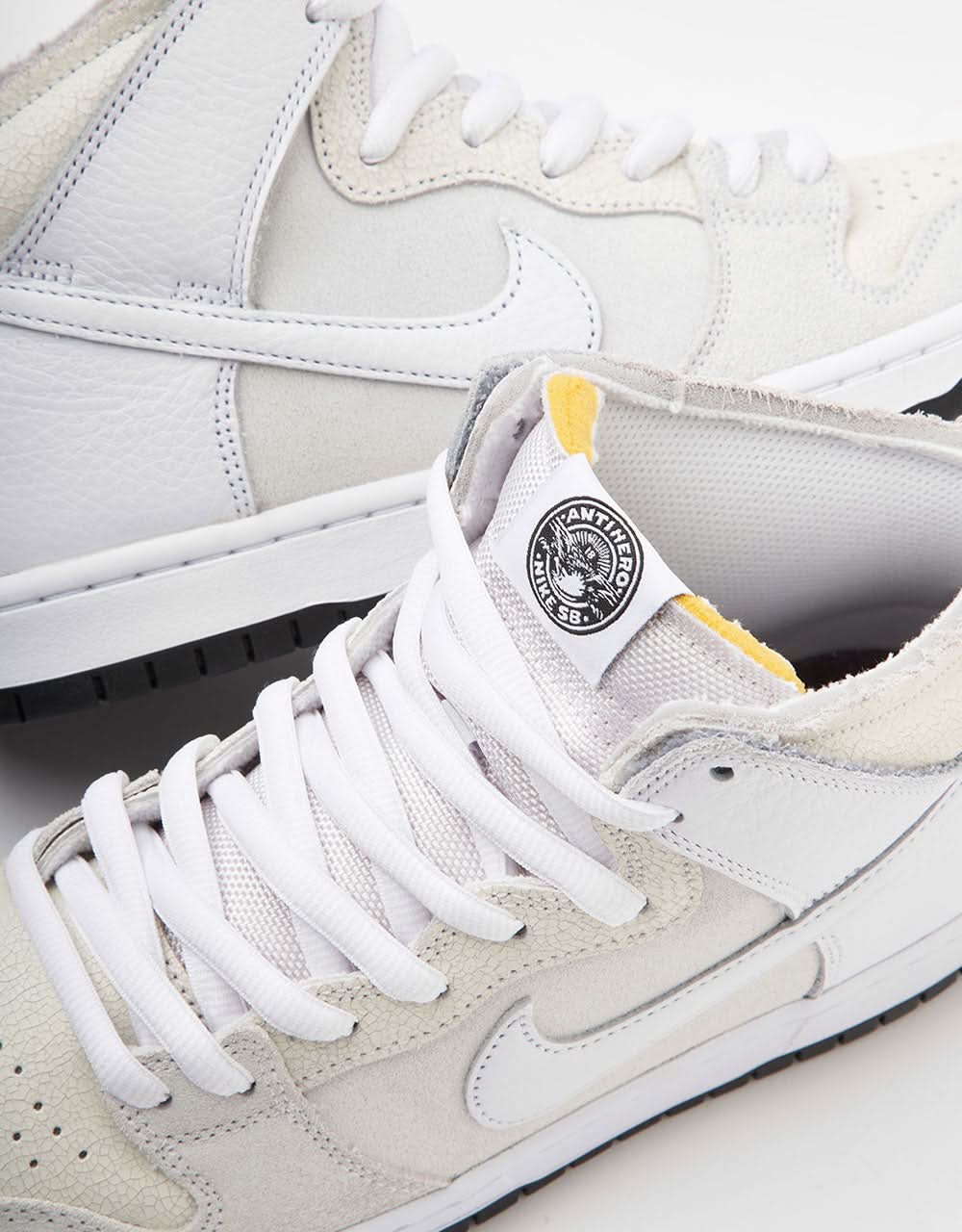 Nike SB 'Anti Hero' Dunk High QS Skate Shoes - White/White-Black - Image 7
