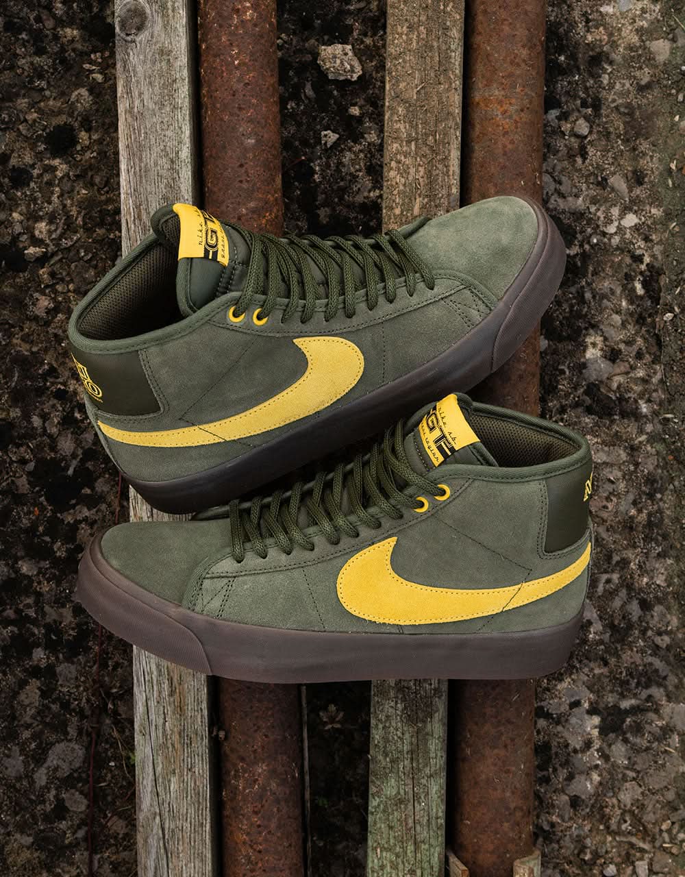 Nike SB 'Anti Hero' Zoom Blazer Mid QS Skate Shoes - Rough Green/Amarillo-Rough Green - Image 2