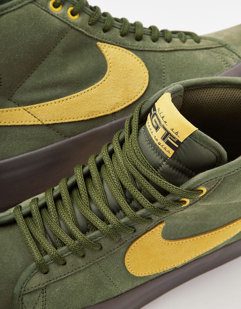 Nike SB 'Anti Hero' Zoom Blazer Mid QS Skate Shoes - Rough Green/Amarillo-Rough Green - Image 7