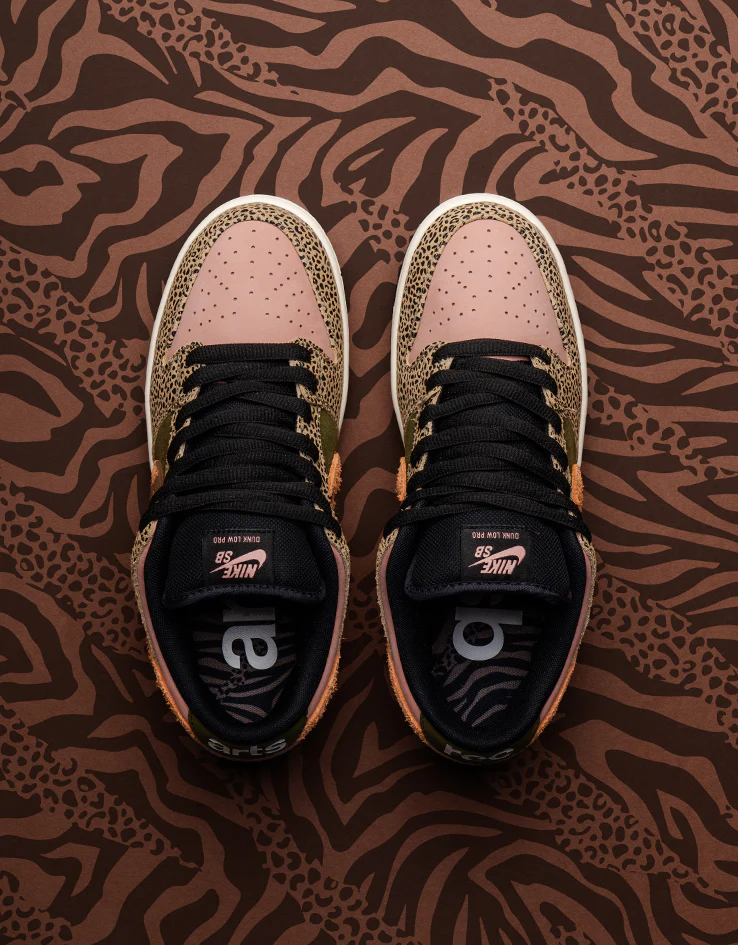 Nike SB 'Arts-Rec' Dunk Low Pro Skate Shoes - Khaki/Amber Brown-Rough Green-Rust Pink - Image 2