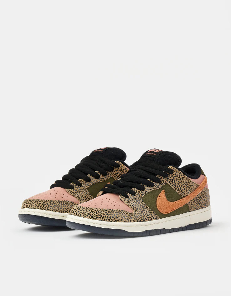 Nike SB 'Arts-Rec' Dunk Low Pro Skate Shoes - Khaki/Amber Brown-Rough Green-Rust Pink - Image 3