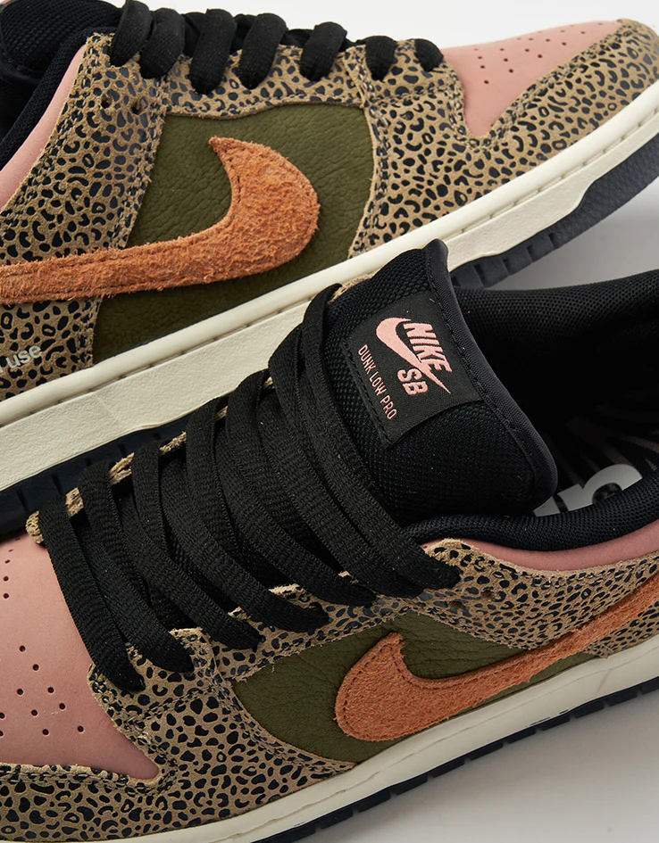 Nike SB 'Arts-Rec' Dunk Low Pro Skate Shoes - Khaki/Amber Brown-Rough Green-Rust Pink - Image 7