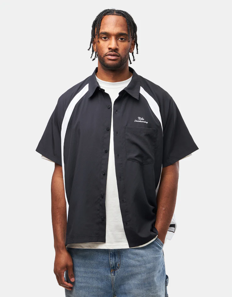 Nike SB Bowler Woven S/S Shirt - Black/White/White - Image 3