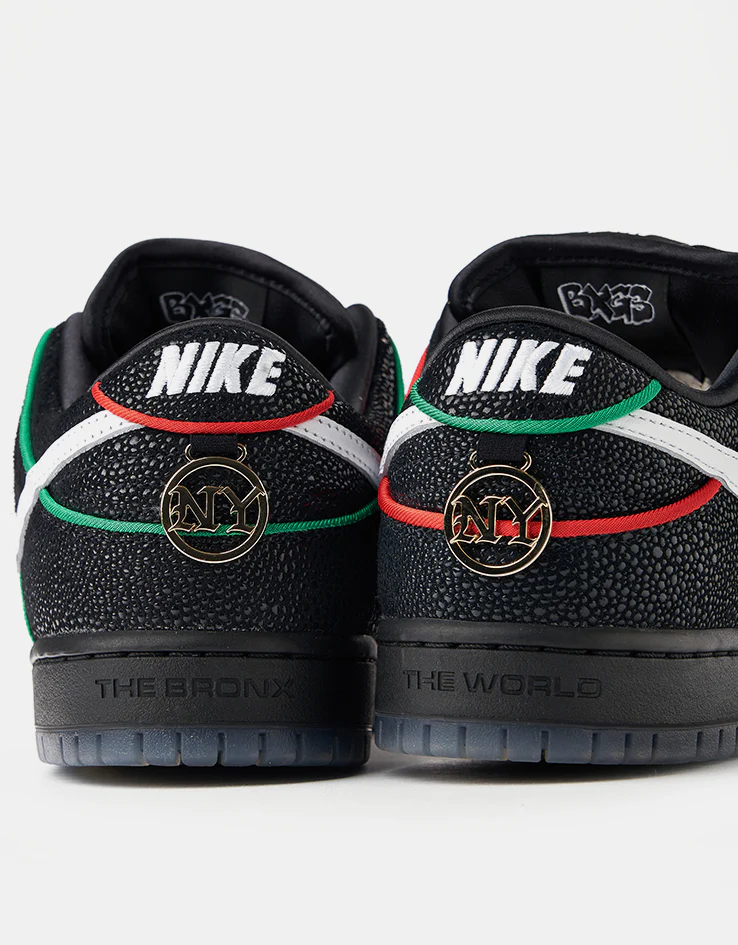 Nike SB 'Bronx Girls' Dunk Low Pro QS Skate Shoes - Black/White-Challenge Red-Total Orange - Image 5