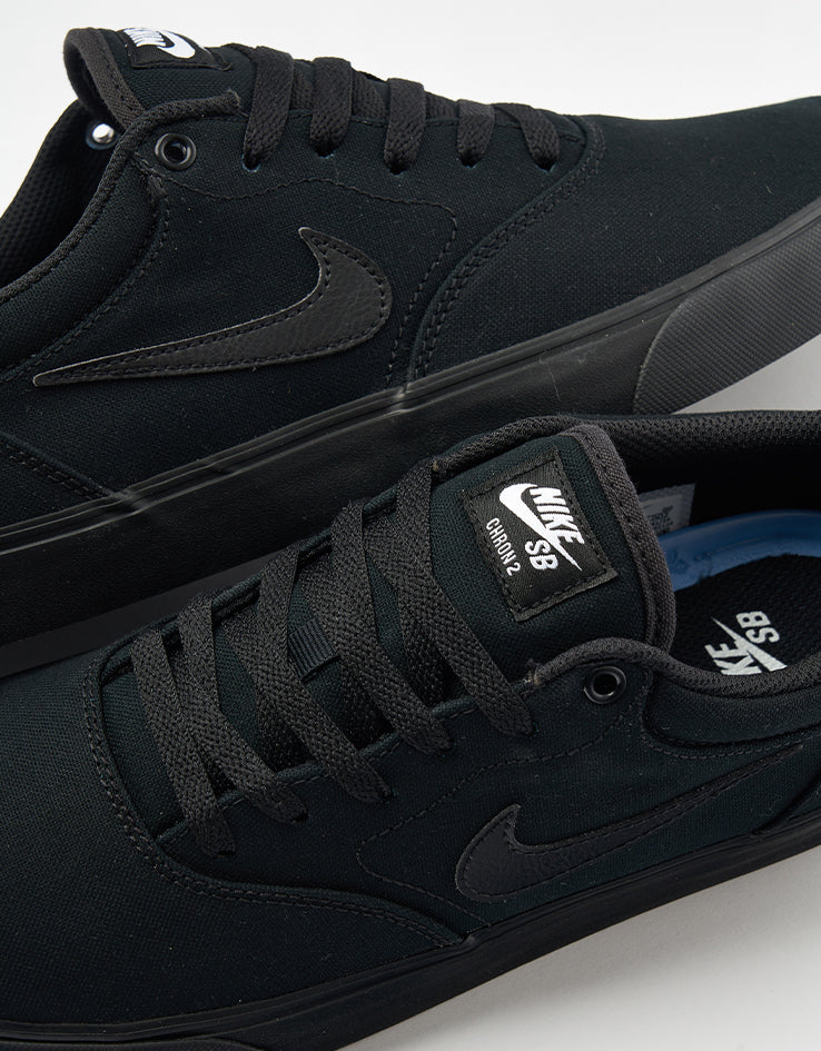 Nike SB Chron 2 Canvas Skate Shoes - Black/Black-Black - Image 5