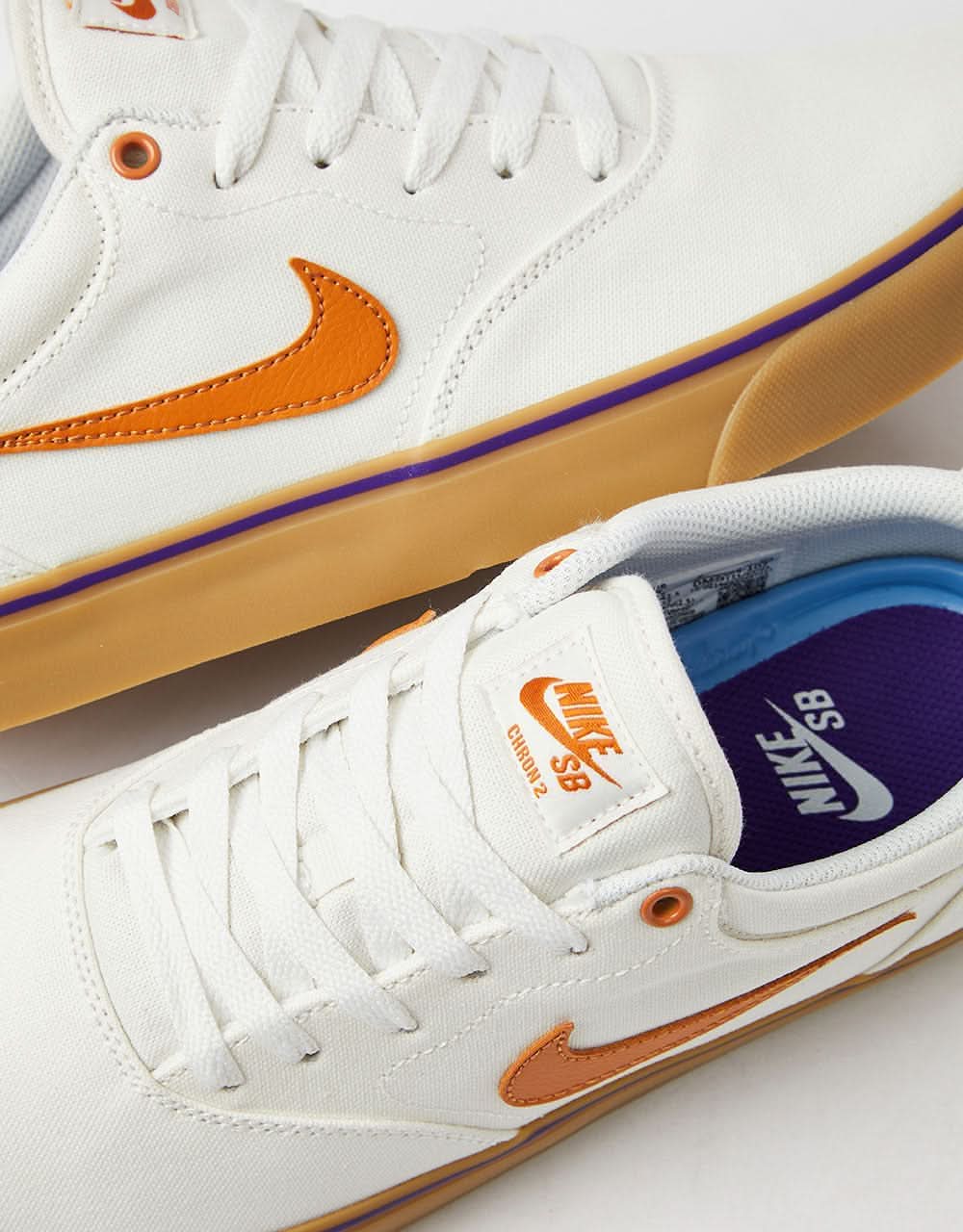 Nike SB Chron 2 Canvas Skate Shoes - Summit White/Monarch-Summit White-Gum Lt Brown-Field Purple - Image 2