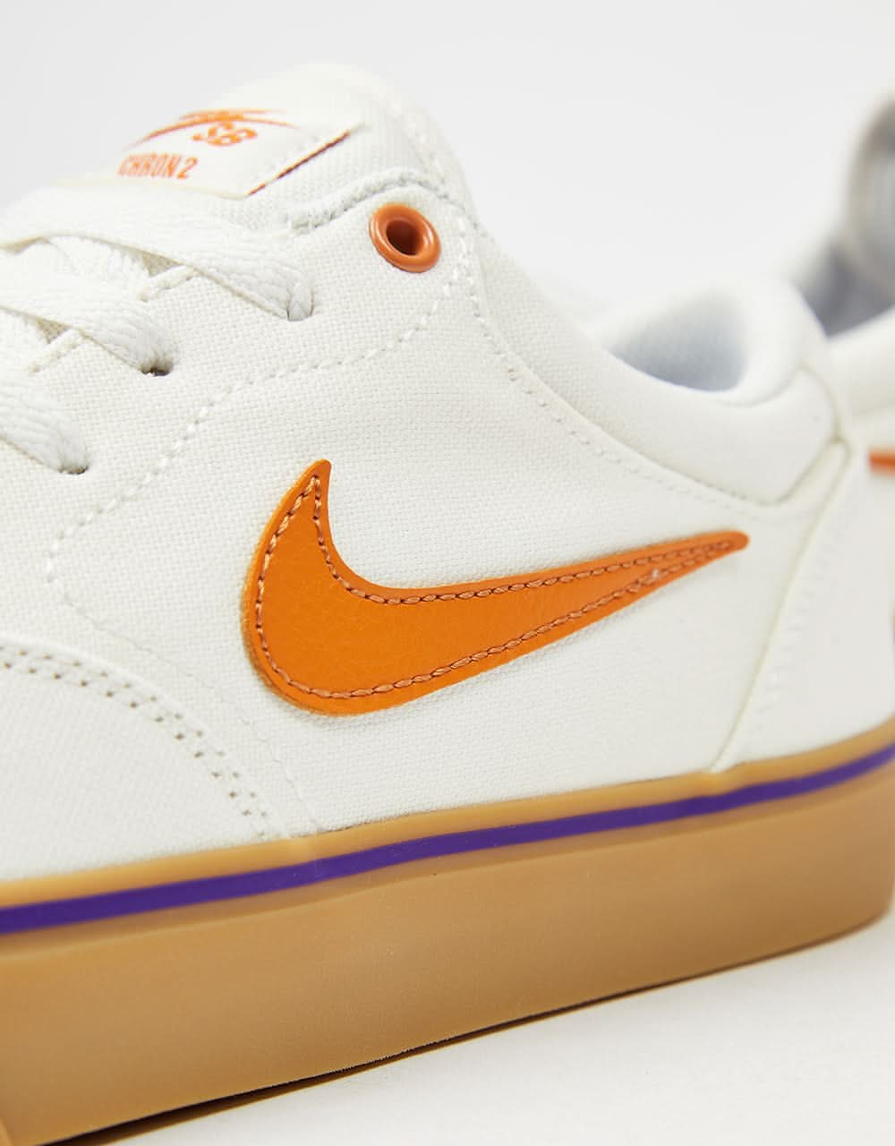 Nike SB Chron 2 Canvas Skate Shoes - Summit White/Monarch-Summit White-Gum Lt Brown-Field Purple - Image 5