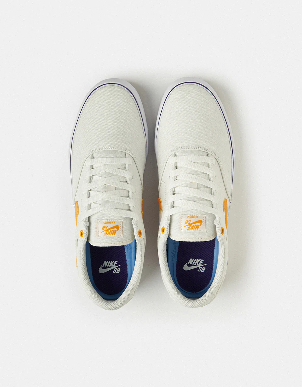 Nike SB Chron 2 Canvas Skate Shoes - Summit White/University Gold - Image 3