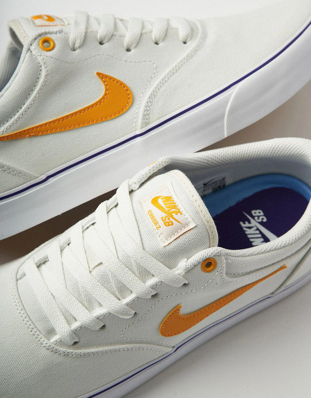 Nike SB Chron 2 Canvas Skate Shoes - Summit White/University Gold - Image 5