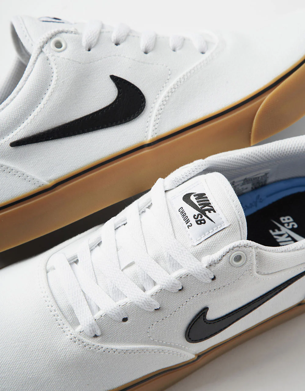 Nike SB Chron 2 Canvas Skate Shoes - White/Black-White-Gum Light Brown - Image 3