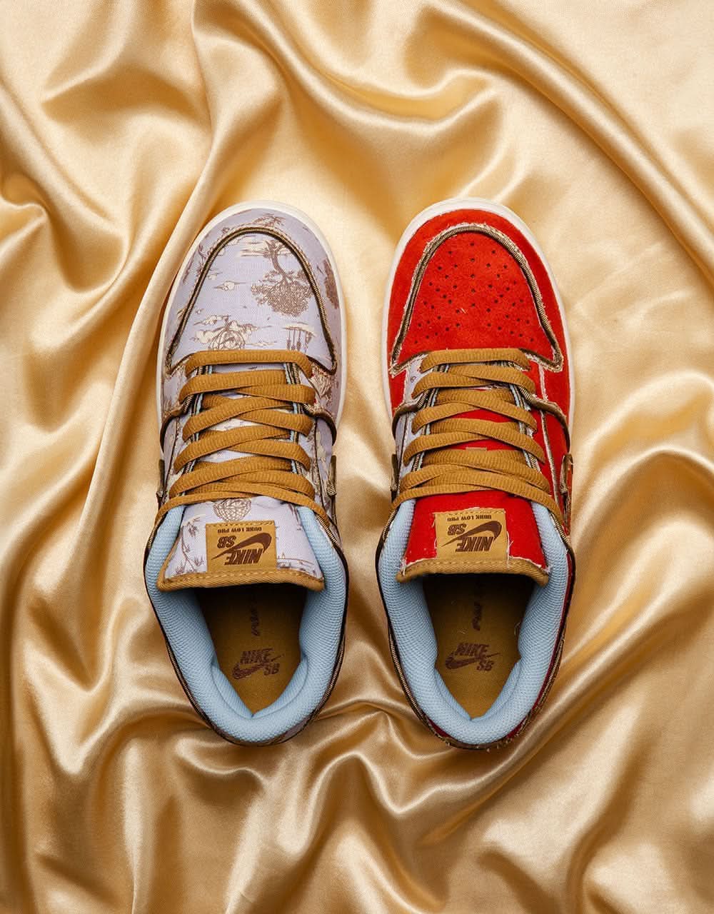 Nike SB 'City of Style' Dunk Low Pro Premium Skate Shoes - Football Grey/Coconut Milk-Khaki-Flt Gold-Sail-Dragon Red - Image 4