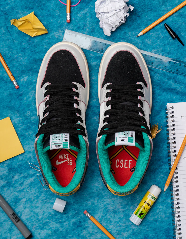 Nike SB 'CSEF' Dunk Low Pro QS Skate Shoes - Summit White/Black-White-Iron Grey - Image 8