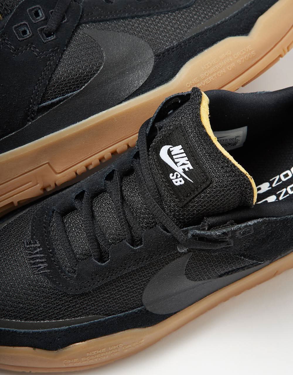 Nike SB Day One GS Kids Skate Shoes - Black/Black-Gum Lt Brown-White - Image 4