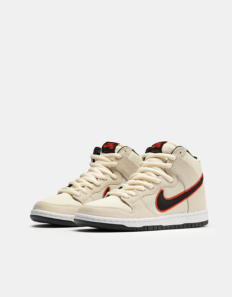 Nike SB 'Giants' Dunk High Pro Premium Skate Shoes - Coconut Milk/Black-Team Orange-White - Image 3