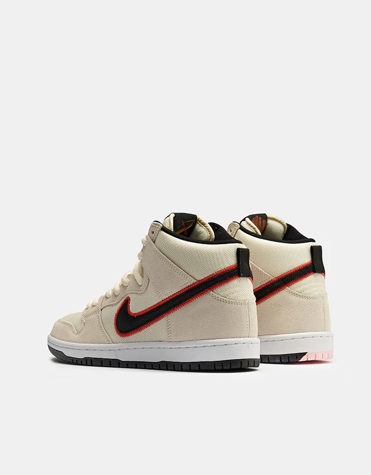 Nike SB 'Giants' Dunk High Pro Premium Skate Shoes - Coconut Milk/Black-Team Orange-White - Image 4