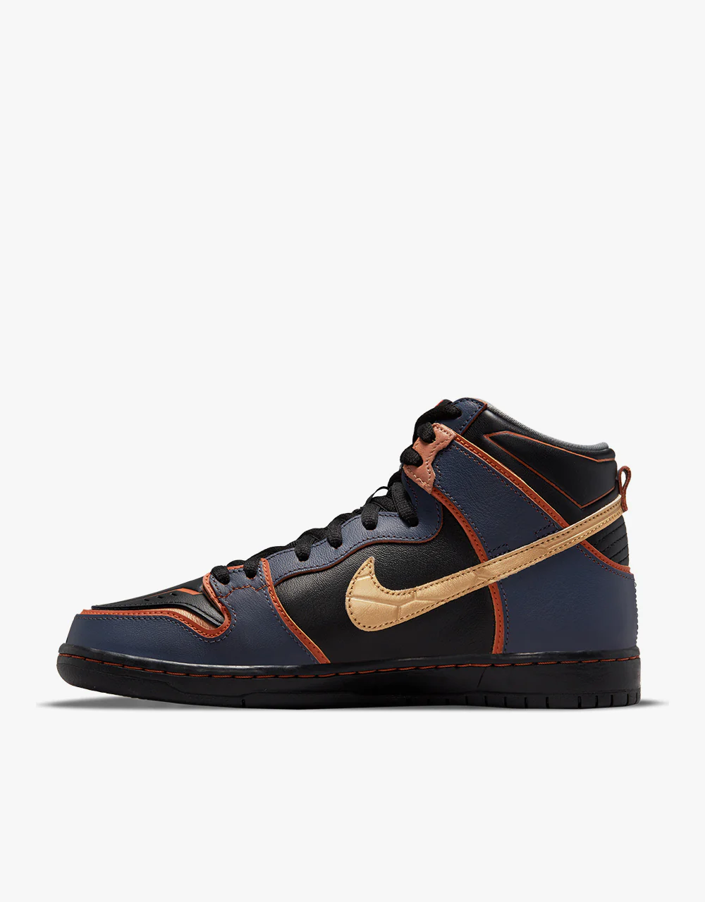 Nike SB Dunk High Pro QS Skate Shoes - Thunder Blue/Metallic Gold - Image 6