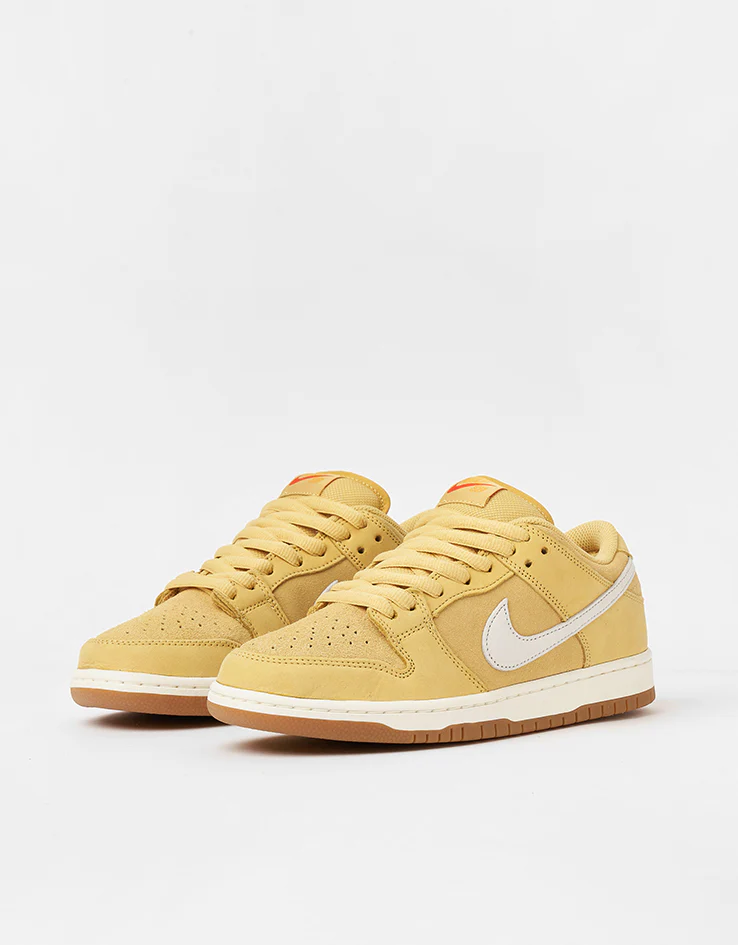 Nike SB Dunk Low Pro ISO Skate Shoes - Saturn Gold/Sail-Saturn Gold-Solar - Image 2