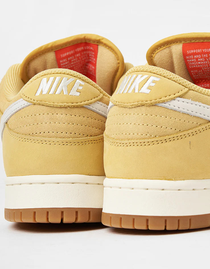 Nike SB Dunk Low Pro ISO Skate Shoes - Saturn Gold/Sail-Saturn Gold-Solar - Image 6