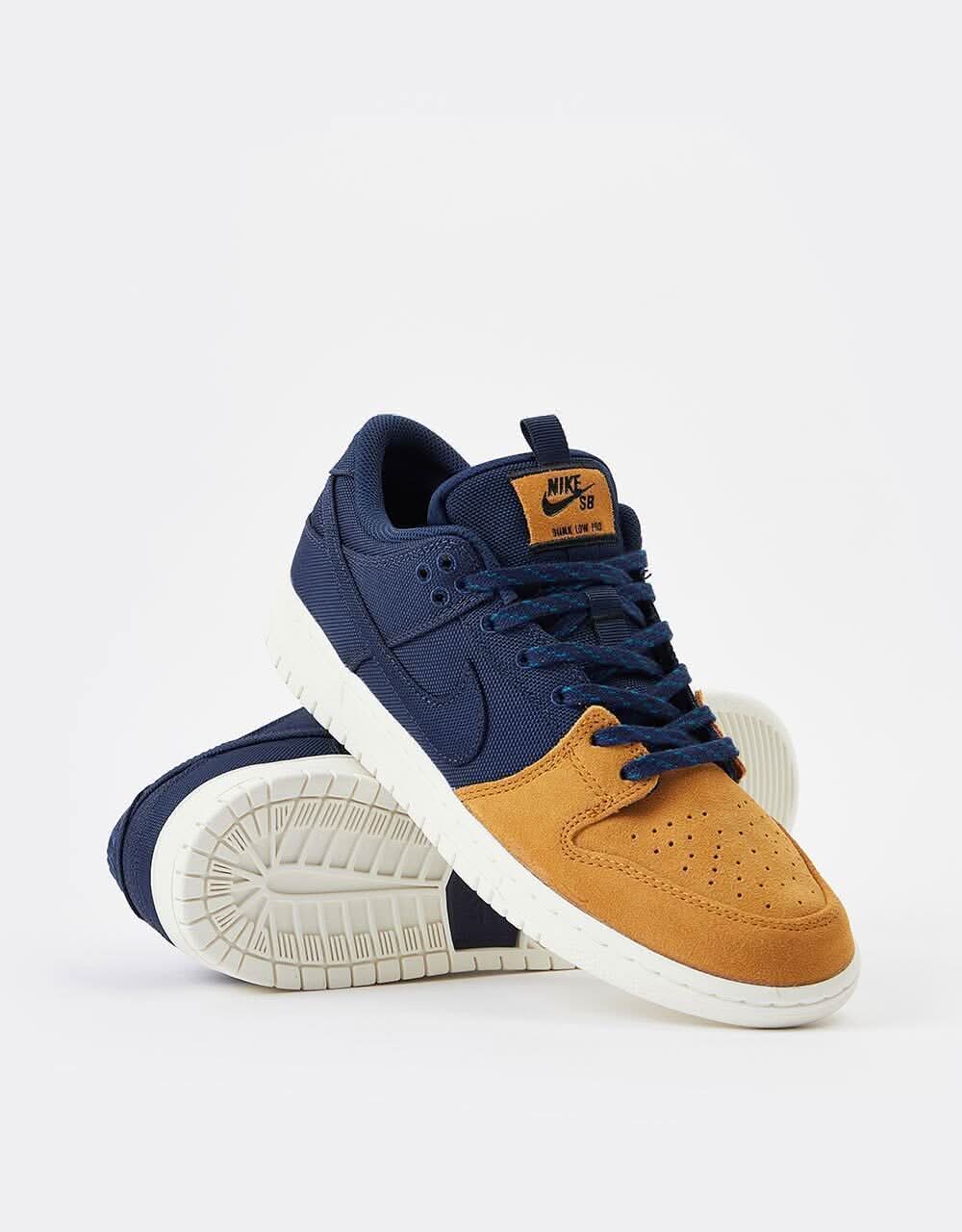 Nike SB Dunk Low Pro Premium Skate Shoes - Midnight Navy/Midnight Navy-Desert - Image 2