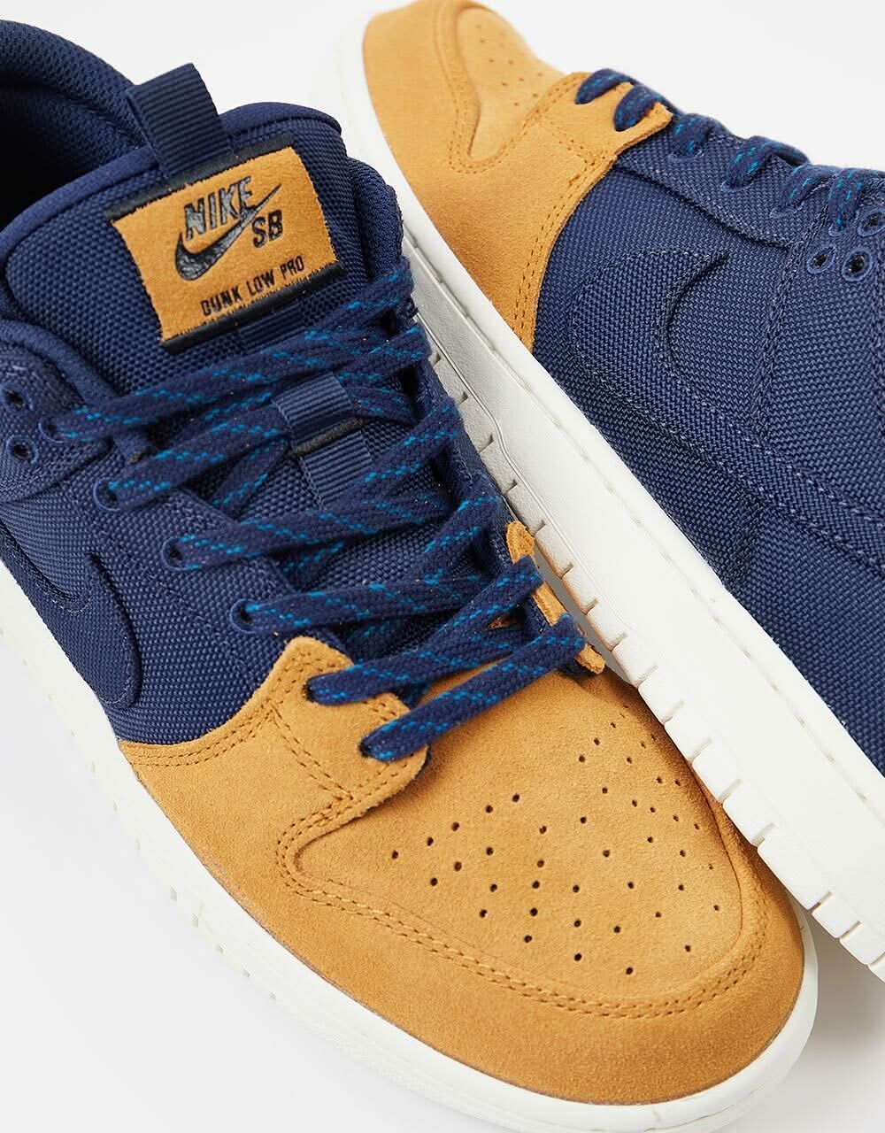 Nike SB Dunk Low Pro Premium Skate Shoes - Midnight Navy/Midnight Navy-Desert - Image 3