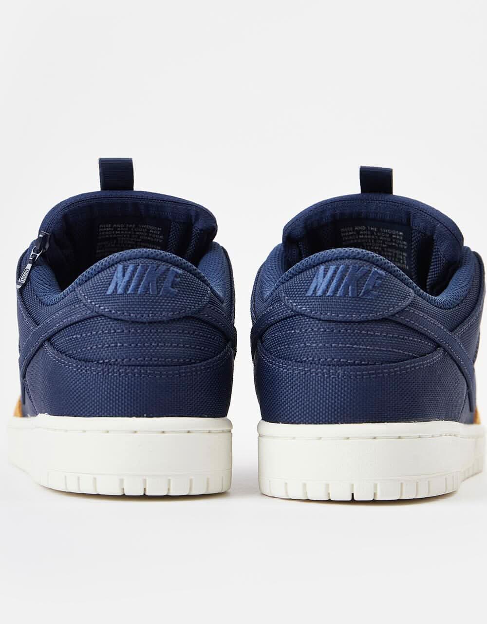 Nike SB Dunk Low Pro Premium Skate Shoes - Midnight Navy/Midnight Navy-Desert - Image 6