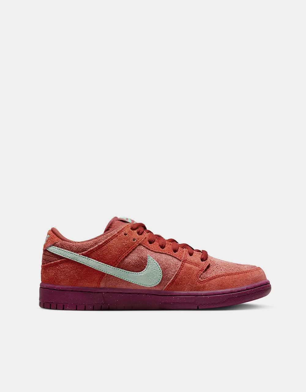 Nike SB Dunk Low Pro Premium Skate Shoes - Mystic Red/Emerald Rise-Rugged Orange-Rosewood-Mystic Red - Image 5