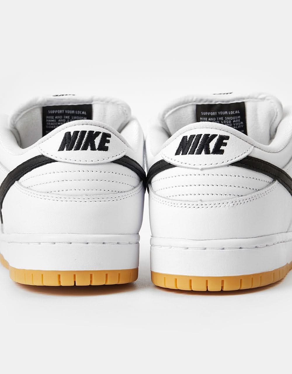 Nike SB Dunk Low Pro Premium Skate Shoes - White/Black-White-Gum Light Brown - Image 5