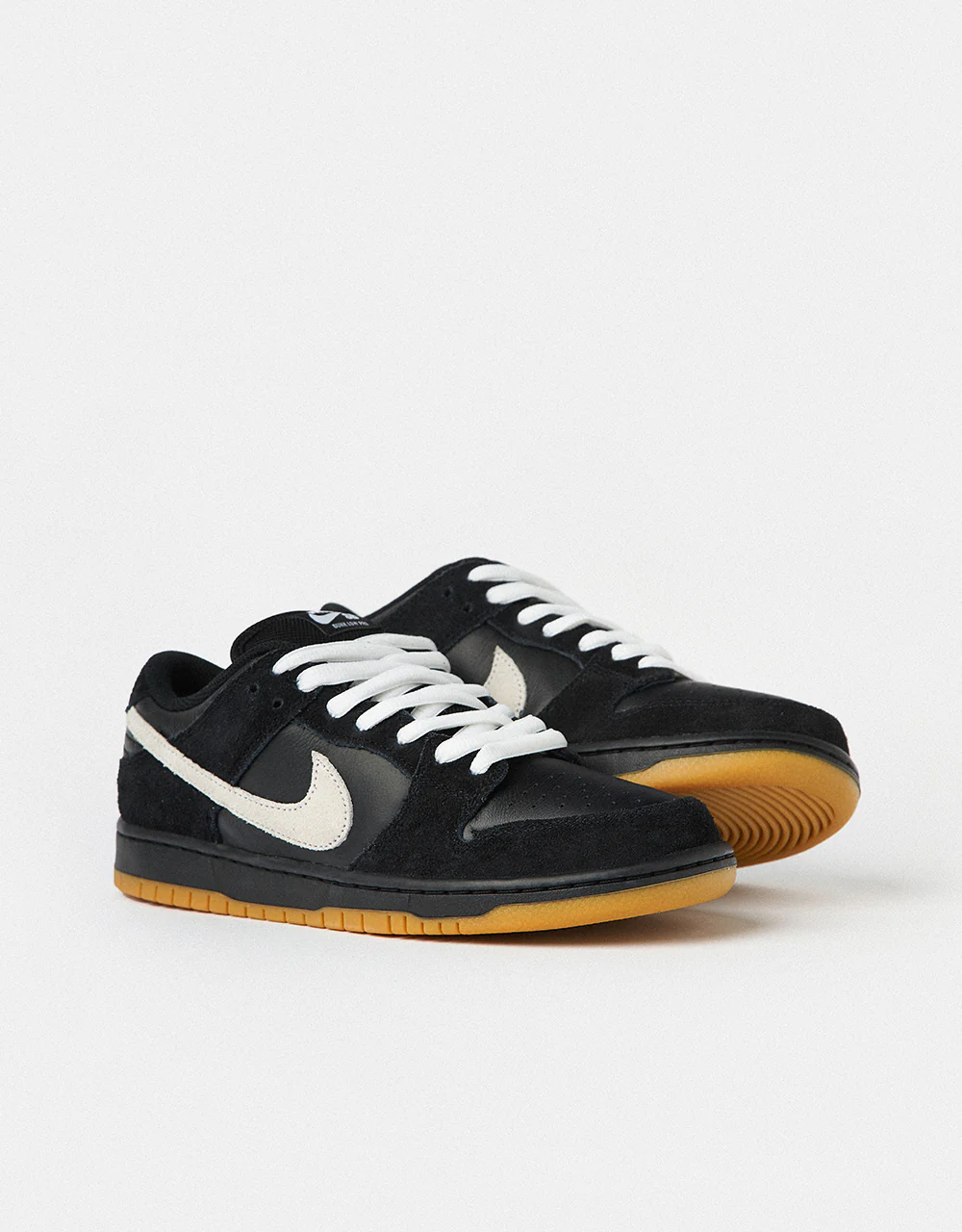 Nike SB Dunk Low Pro Skate Shoes - Black/White-Black-Gum Light Brown - Image 3