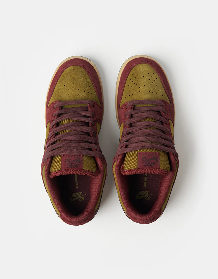 Nike SB Dunk Low Pro Skate Shoes - Dark Team Red/Burgundy Crush-Olive - Image 3