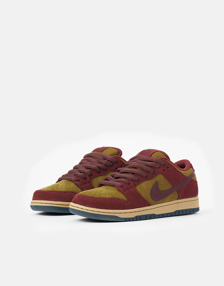 Nike SB Dunk Low Pro Skate Shoes - Dark Team Red/Burgundy Crush-Olive - Image 4