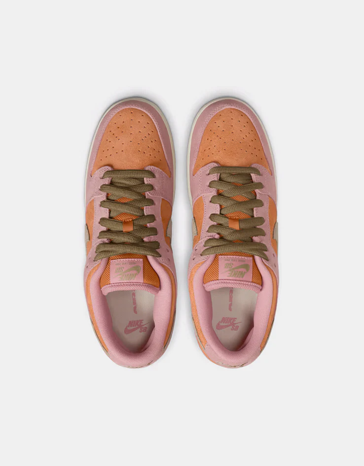 Nike SB Dunk Low Pro Skate Shoes - Red Stardust/Neutral Olive-Monarch - Image 2
