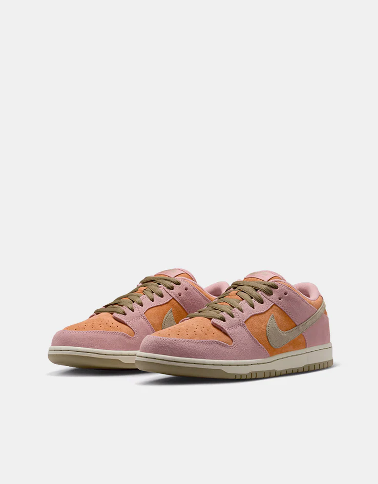 Nike SB Dunk Low Pro Skate Shoes - Red Stardust/Neutral Olive-Monarch - Image 3