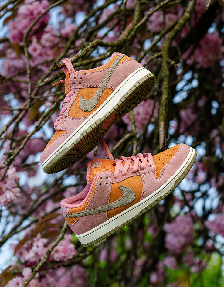 Nike SB Dunk Low Pro Skate Shoes - Red Stardust/Neutral Olive-Monarch - Image 5