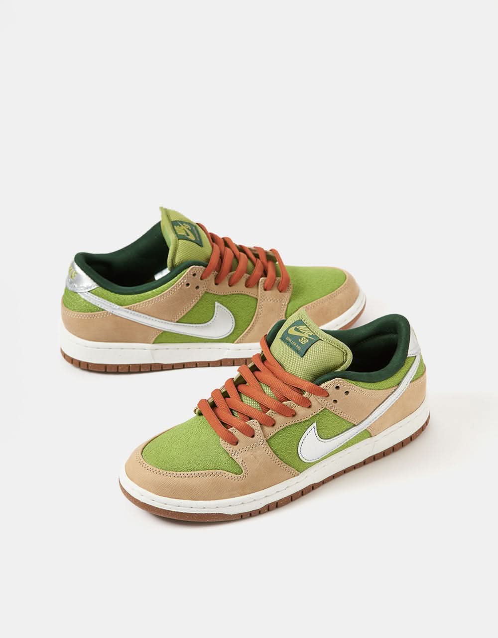 Nike SB 'Escargot' Dunk Low Pro WC Skate Shoes - Sesame/Metallic Silver-Pear-Fir - Image 3