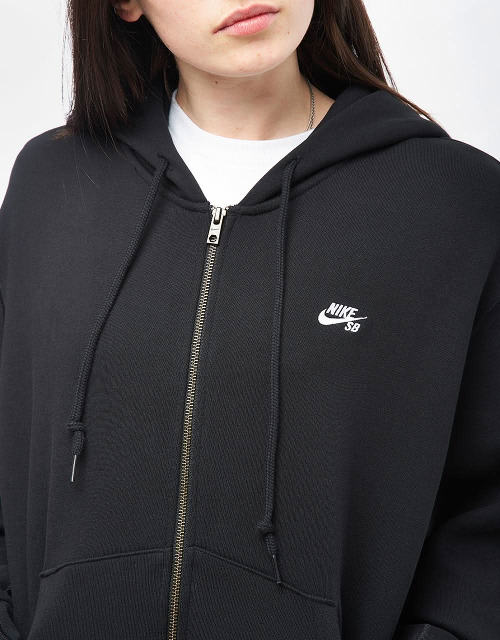 Nike SB Essential Logo Full Zip Hoodie - Black/White - Image 9