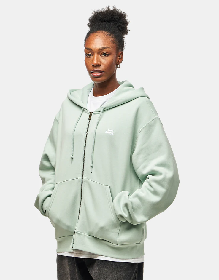 Nike SB Essential Logo Full Zip Hoodie - Pistachio Frost/White - Image 5