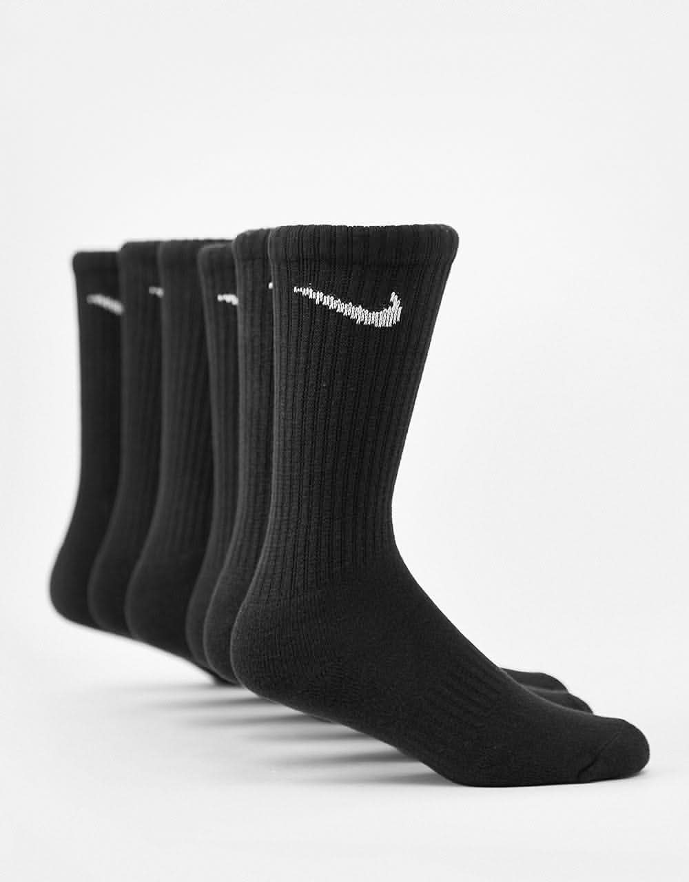 Nike SB Everyday Cushioned 6 Pack Crew Socks  - Black/White - Image 3