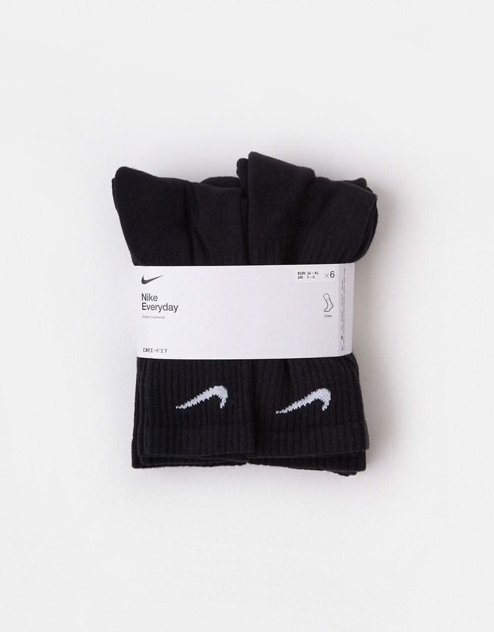 Nike SB Everyday Cushioned 6 Pack Crew Socks  - Black/White - Image 4