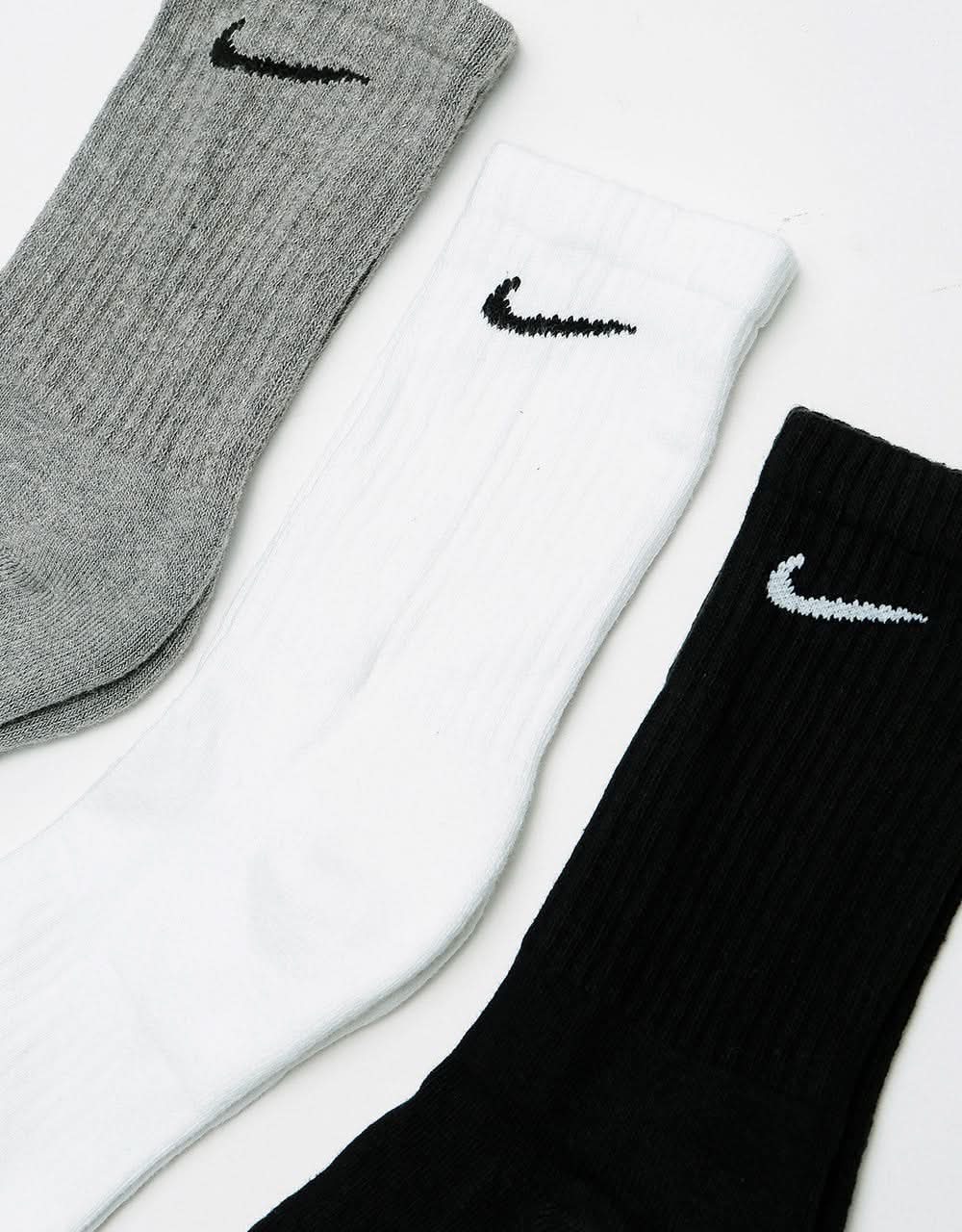 Nike SB Everyday Cushioned Socks 3 Pack - Black/White/Heather Grey - Image 6