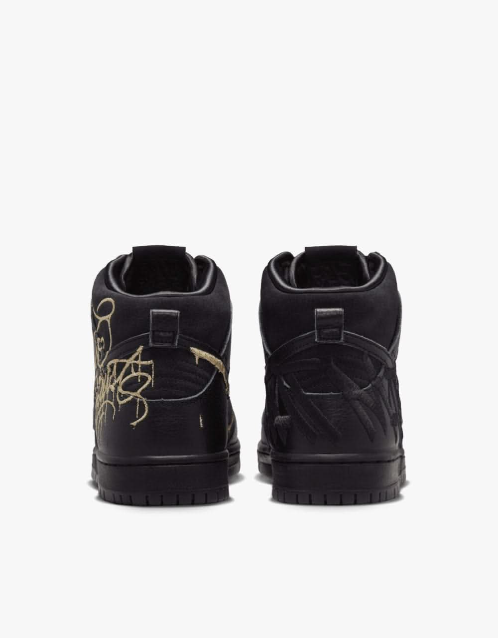 Nike SB 'Faust' Dunk High Pro QS Skate Shoes - Black/Black-Metallic Gold - Image 6