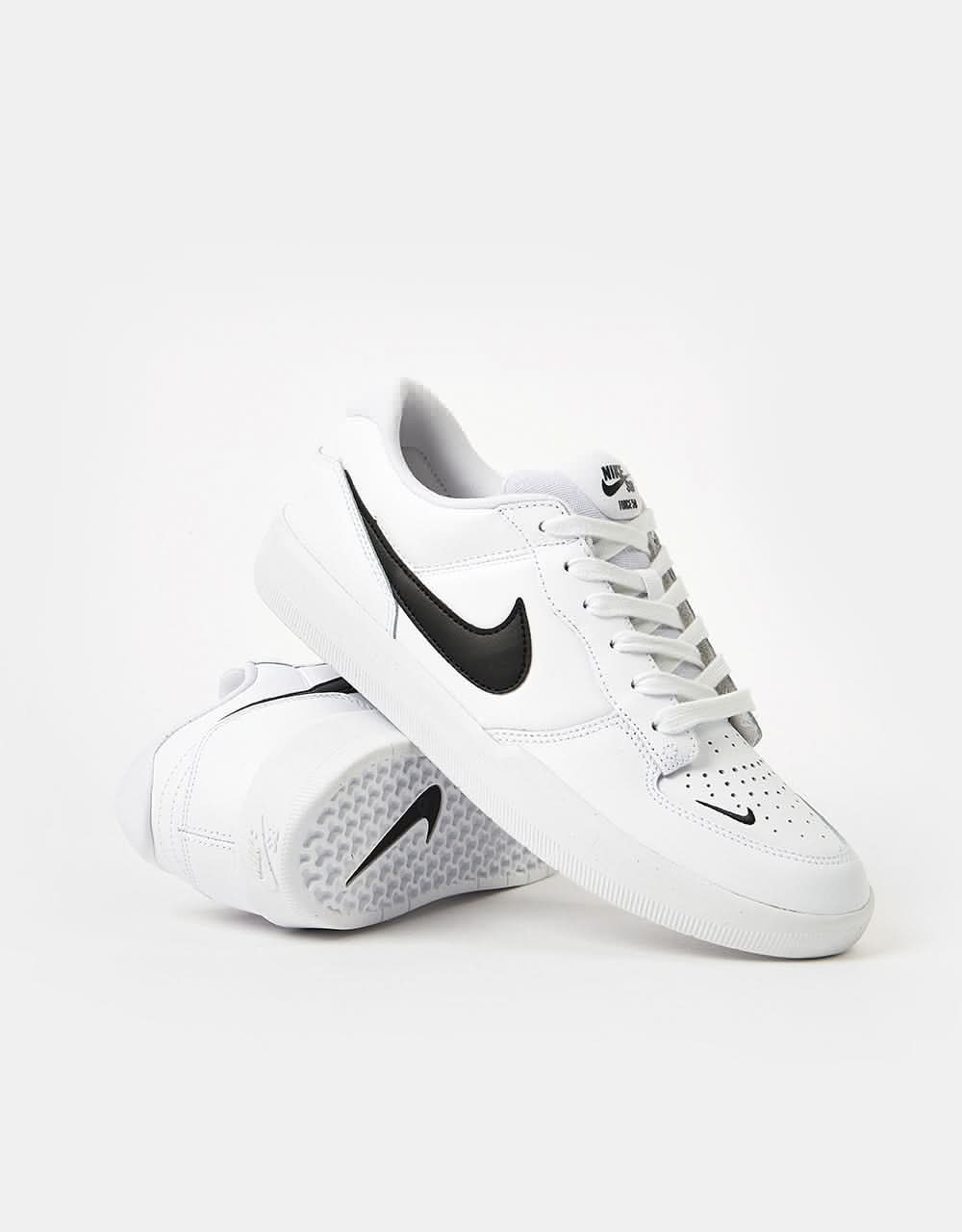 Nike SB Force 58 Premium Skate Shoes - White/Black-White-White - Image 7